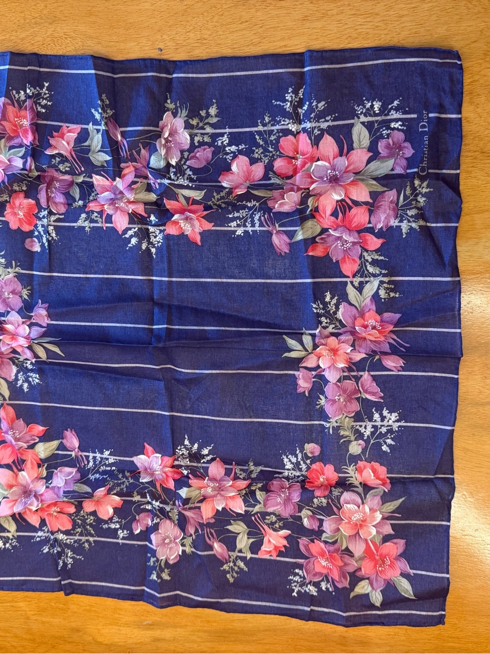 Floral Navy Decorative Christian Dior Scarf